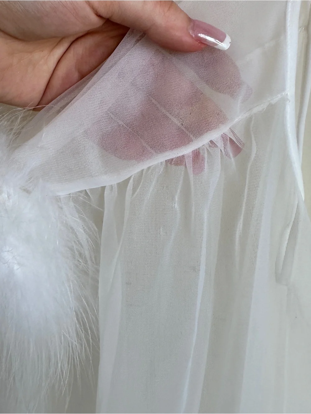 Vintage 60s feather trim babydoll and panties set